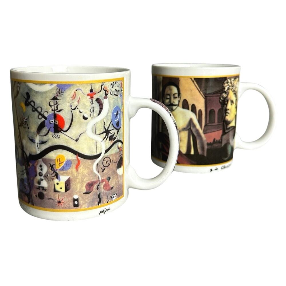 Vintage Surrealism Cafe Arts mugs Miro Harlequin Carnival Chirico Child Brain